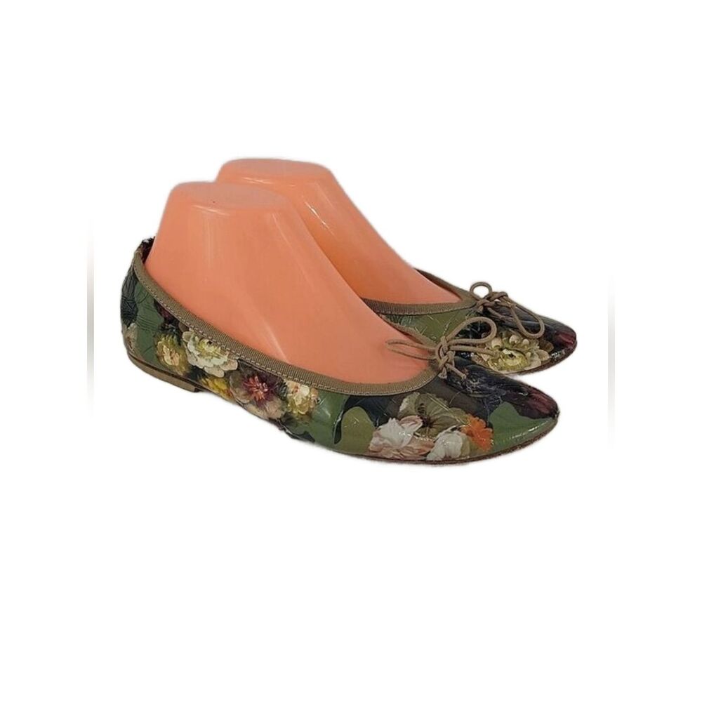 FS /‎ NY Soleprint Green Floral Patent Leather Women's Flats